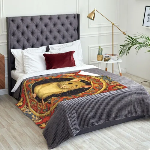 Vista 4 de Manta de forro polar con estampado digital de ratas, súper suave y cálida, 50 x 70 pulgadas, para sofá, acogedora, mullida