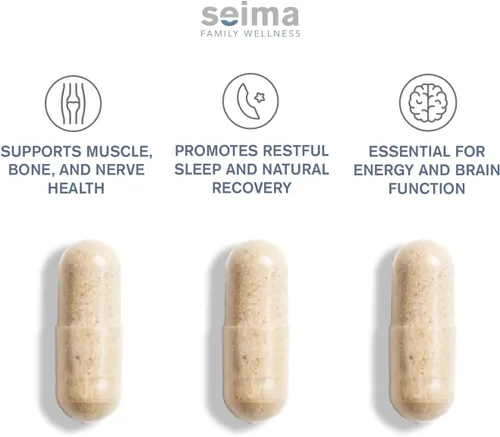 Vista 3 de SEIMA - Complejo de magnesio 4 en 1 – 1200 mg con glicinato, citrato, L-treonato y malato – sueño, alivio del estrés, recuperación muscular, energía