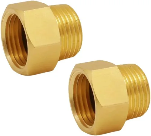 Vista 7 de G 1/2 BSP hembra a rosca macho de 1/2 NPT de EE. UU. (paquete de 2), conexión de tubería de latón macizo, conector con arandela de goma, adaptador