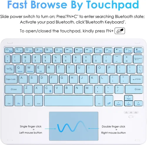 Vista 4 de LAMA Funda con Teclado Touchpad para iPad (A16) 11ª generación 2025/10ª generación 2022, funda tipo folio con soporte para lápiz, trackpad