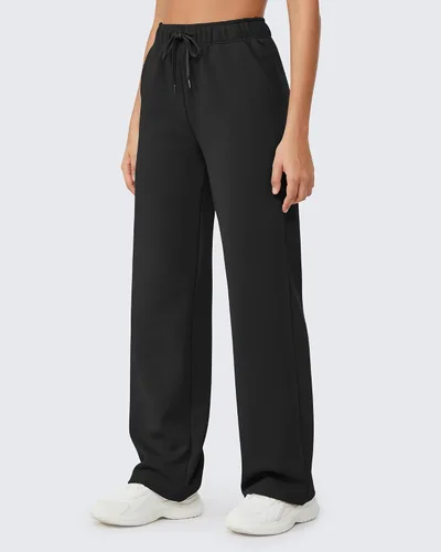 Vista 3 de G4Free Fleece Lined Pants Women Wide Leg Sweatpants with Pockets Drawstring Lounge Athletic Track Fall Winter