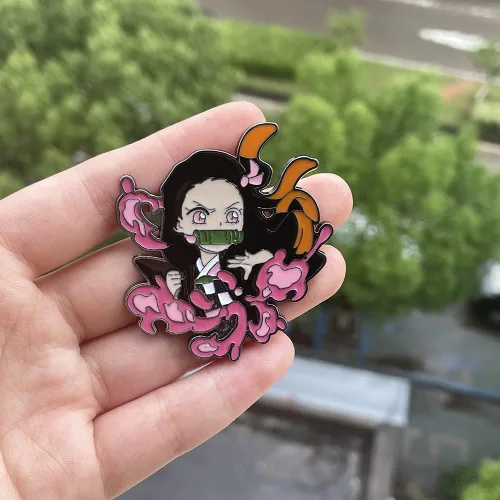 Vista 5 de KF Ornament Anime Demon Broch - Pinzas esmaltadas Tanjiro Nezuko Zenitsu Inosuke con solapa, Metal, Sin gemas.