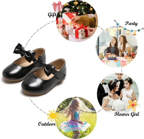 Vista 5 de Felix & Flora Zapatos de vestir para niñas pequeñas - Zapatos planos Mary Jane para niñas de flores, zapatos de ballet para fiestas y bodas