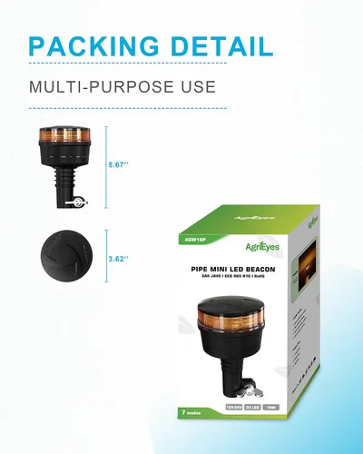 Vista 4 de Agrieyes Amber Beacon Luces Estroboscópicas LED de Emergencia - Luces de Advertencia de Seguridad de Montaje en Poste de 3.6 Pulgadas
