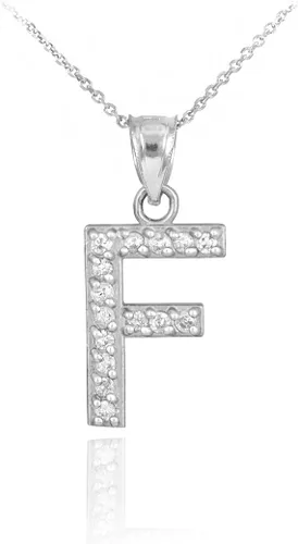 Vista 21 de Claddagh Gold . Collar con colgante de letra inicial de plata de ley 925 con circonita cúbica - Elección de tamaños