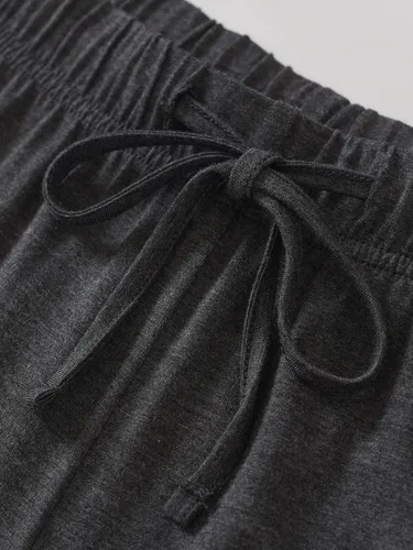 Vista 3 de Latuza Pantalones de pijama capri de talla grande para mujer, cómodos pantalones capri de pierna ancha