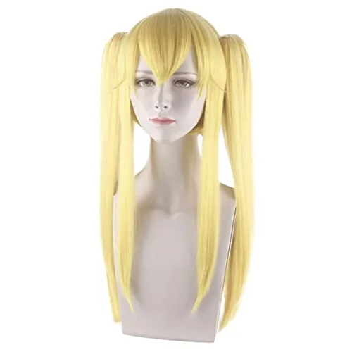 Vista 2 de JabrOn Anime Kakegurui Mary Saotome Meari Wigs Blonde Ponytails Heat Resistant Hair Cosplay Wig + Wig Cap Halloween Accessories