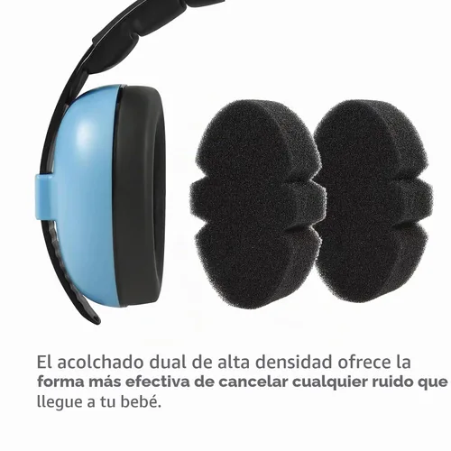 Vista 4 de PandaEar Auriculares con cancelación de ruido para bebés de 0 a 3 años Orejeras de protección auditiva para bebés, color azul