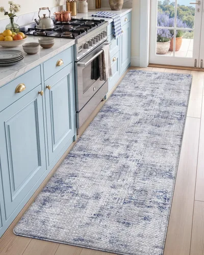 Vista 3 de DEXI Alfombrillas de cocina acolchadas antifatiga 23 x 86 pulgadas, color Azul