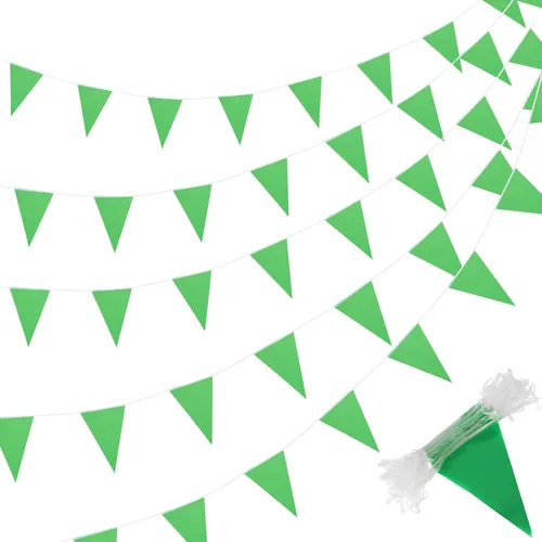 Vista 17 de Preboun Banderines de 400 pies sólidos, 240 unidades, guirnalda triangular para colgar, guirnalda a granel para gran apertura, carnaval, fiesta