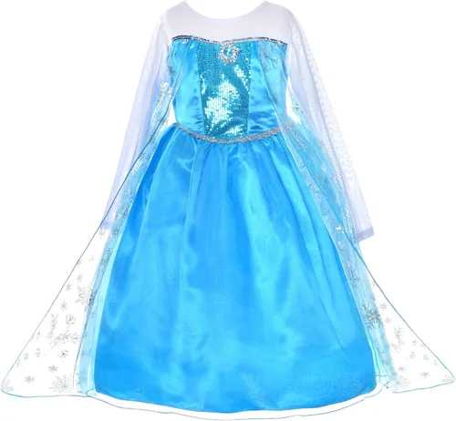 Vista 4 de Princess Dress Up Costumes For Little Girls Birthday Party with Wig,Crown,Mace,Gloves Accessories 3-10 Years