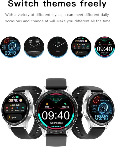 Vista 2 de Reloj inteligente con auriculares, 2 en 1 TWS inalámbrico BT5.0, monitor de salud deportivo de fitness, color negro