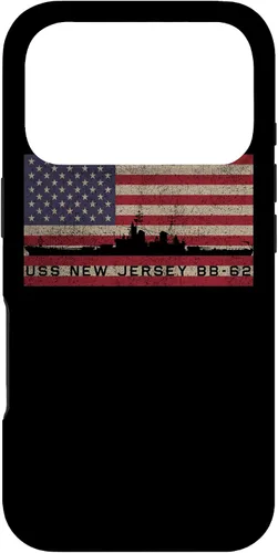 Vista 26 de Funda para iPhone 12 Pro Max USS New Jersey BB-62 WW2 de la bandera estadounidense de EE.UU.