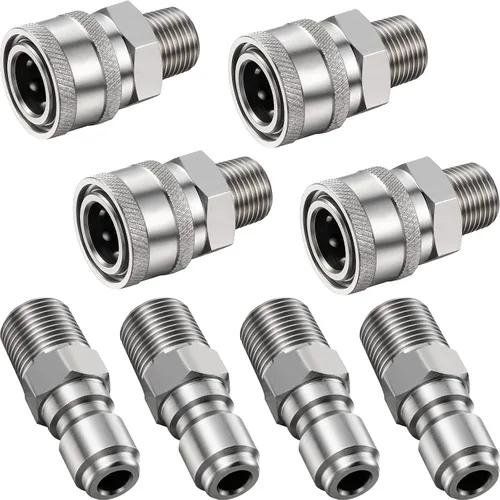 Vista 9 de Hotop NPT - Kit de conector rápido macho y hembra de acero inoxidable de 3/8 pulgadas (4 piezas)