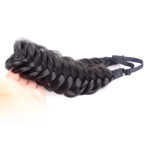 Vista 22 de Diadema ancha y despeinada de 2 mechones de cabello sintético trenzado, accesorio de belleza para mujeres y niñas, 62g/2.1 oz (caoba)