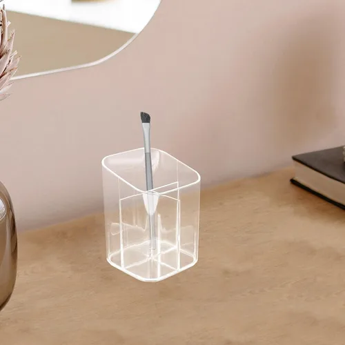 Vista 4 de 2pcs Makeup Brush Holder Pen Cup Organizer Plastic Cosmetic Brush Stand Makeup Case for Desktop Cosmetics Storage and Desk Use