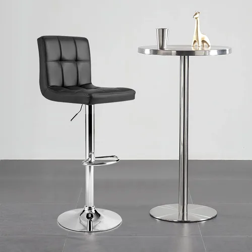 Vista 2 de WATERJOY Taburetes de bar giratorios, moderno cuadrado de piel sintética ajustable altura giratoria silla de bar con respaldo