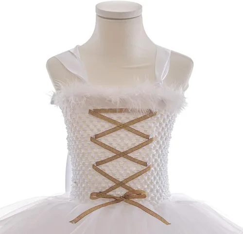 Vista 3 de ranrann 4 piezas de disfraz de ángel blanco para niñas, vestidos de juego de rol, plumas de alas de ángel con diadema y varita mágica