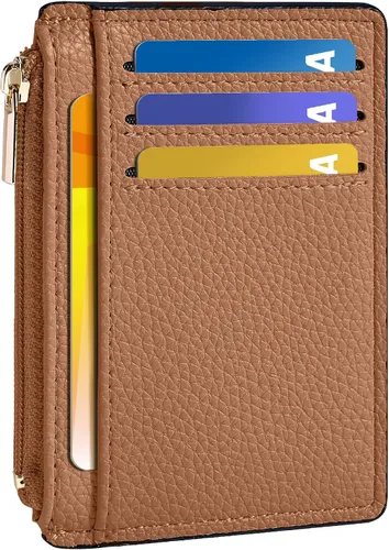 Vista 32 de Tipmile Tarjetero compacto para tarjetas de crédito con ventana de identificación para mujer, delgada y minimalista, bolsillo frontal, cartera