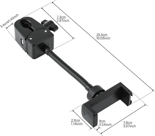 Vista 8 de Soporte para micrófono, brazo flexible de cuello de cisne de 360° para micrófonos de música, trípodes, clip de teléfono celular para todos