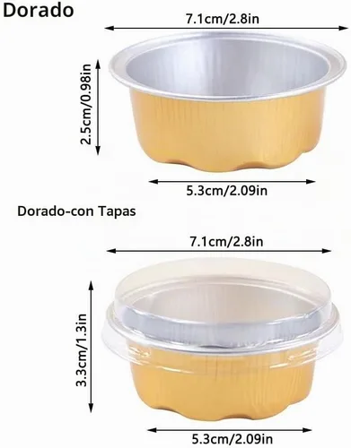 Vista 3 de Juego de 100 tazas de papel de aluminio para hornear, 1.8 onzas, desechables, mini muffins, postres, cupcakes con tapas, para pudín, fiesta