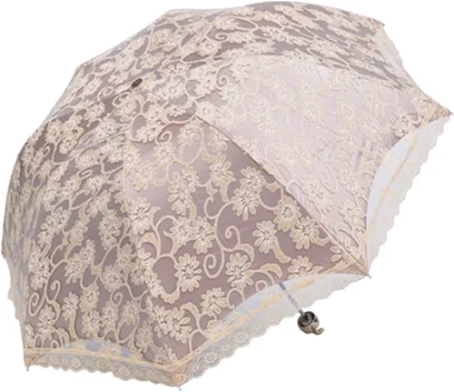 Vista 10 de Honeystore Sombrilla de viaje de encaje plegable anti-uv paraguas bordado a prueba de viento 2 Plegables Negro