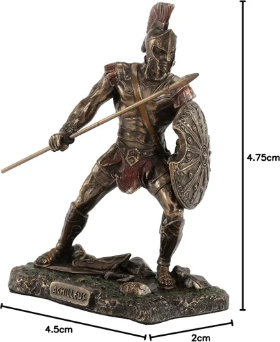 Vista 8 de Veronese Design Aquiles Rage Trojan War Hero Achilleus Holding Lanza y Escudo Estatua
