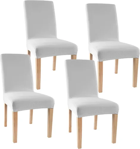 Vista 15 de Obstal - Juego de 4 fundas para sillas de comedor elásticas en negro de spandex, extraíbles y lavables, fundas de asiento para sillas de cocina