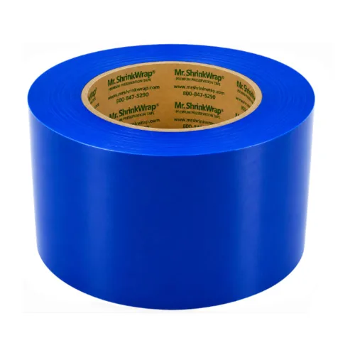 Vista 12 de Mr. Shrinkwrap Cinta de película retráctil de 2 pulgadas, impermeable, adhesiva, adaptable, ideal para reforzar costuras, parches y puertas de Azul
