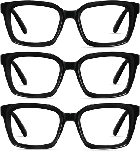 Vista 8 de XVXV Reading Glasses for Women Men - Blue Light Blocking Readers Oversize Square Anti Glare with Spring Hinge