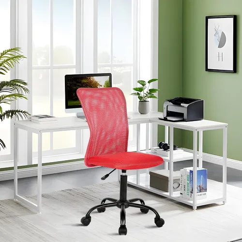 Vista 10 de Silla de oficina sin brazos, silla de oficina ergonómica de malla con respaldo alto con soporte lumbar, sillas de computadora, silla con ruedas