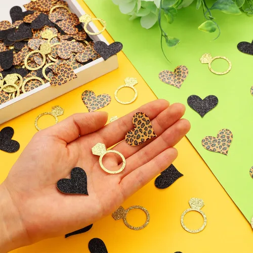Vista 4 de Decoraciones de leopardo para despedida de soltera, 200 unidades, confeti de guepardo, confeti de mesa de leopardo, para despedida de soltera