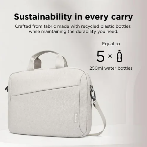 Vista 5 de Lenovo Funda para laptop de 16 pulgadas T210 (ECO), resistente al agua, con acolchado protector de EVA, compartimentos dobles, correa de viaje