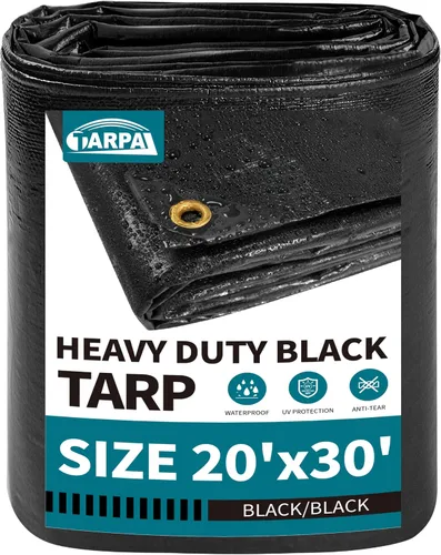 Vista 17 de TARPAL Lona impermeable de 4 x 4 pies (paquete de 2) lonas negras Negro
