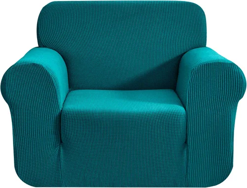Vista 71 de CHUN YI - Funda elástica de 1 pieza para sillón grande, funda protectora suave de Jacquard con elastano, detalle de cuadros y parte inferior