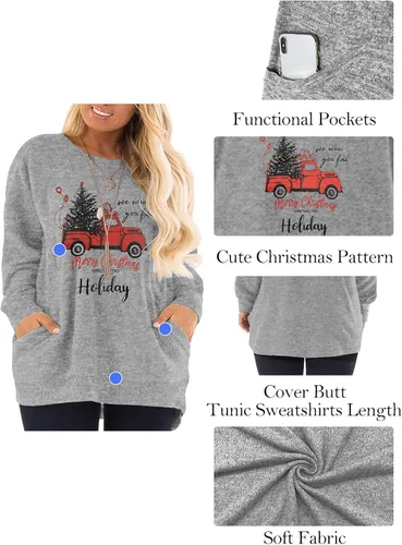 Vista 4 de DOLNINE Women's Plus Size Sweatshirts Color Block Long Sleeve Pocket Shirts Tops