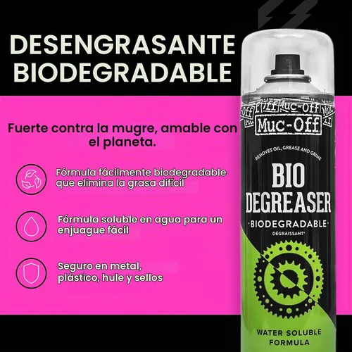 Vista 2 de Muc-Off Bio Degreaser, 500 Mililitros - Aerosol Soluble en Agua, Biodegradable para Limpieza Profunda de Partes Grasientas de Bicicletas