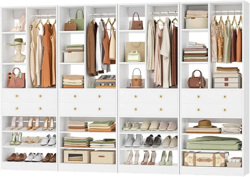 Vista 14 de Besiost Sistema de Armario Pequeño, Sistema Organizador de Armario de Madera de 28"/2.3 Pies con Cajones y Estantes, Sistemas de Armario Walk-in