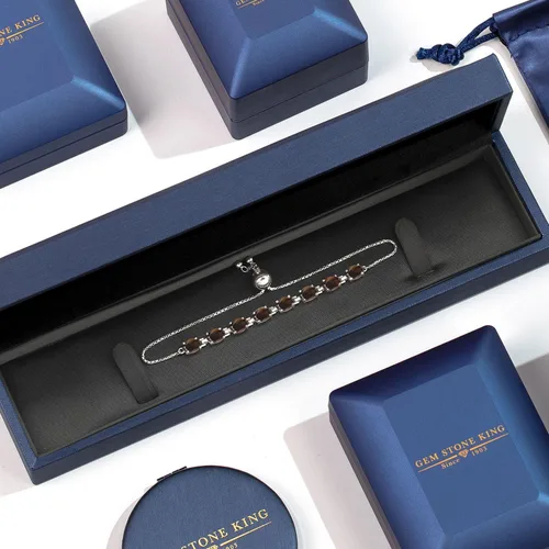 Vista 193 de Gem Stone King Pulsera de plata de ley 925 con piedra natal ovalada de 0.276 x 0.197 in para mujer, totalmente ajustable hasta 9 pulgadas