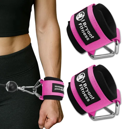 Vista 8 de J Bryant Muñequeras de fitness para máquinas de cable, correas de muñeca ajustables resistentes con acolchado de neopreno de 0.276 in