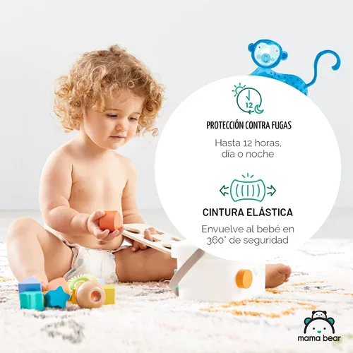 Vista 8 de Marca Amazon - Pañales Mama Bear de toque suave, talla 1, 50