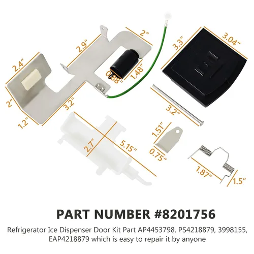 Vista 5 de 8201756 W10823377 Kit de canal de puerta dispensador de hielo para refrigerador compatible con refrigeradores Whirlpool que reemplaza a AAP4453798