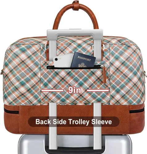 Vista 90 de IBFUN Bolsas de fin de semana para mujer, bolsa grande de lona para viaje, bolsa de viaje con compartimento para zapatos, 21 pulgadas, juego de 3
