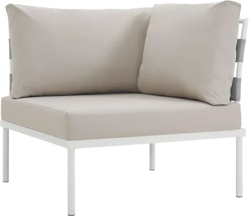 Vista 17 de Modway EEI-2601-WHI-WHI MO-EEI-2601-WHI-WHI Harmony Patio al aire libre Aluminio, sofá esquinero, blanco blanco