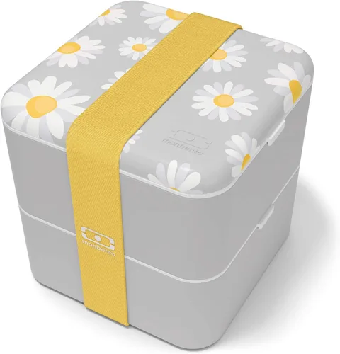 Vista 8 de monbento - Caja Bento grande MB Square Blossom con compartimentos - Lonchera a prueba de fugas para el trabajo y la preparación de comidas - Sin BPA