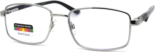 Vista 5 de Gafas de lectura progresivas progresivas de metal clásico con bisagra de resorte rectangular para hombre