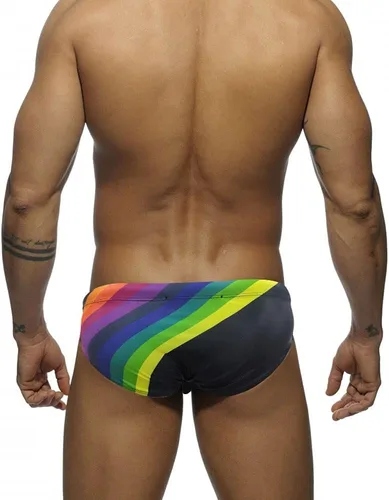 Vista 3 de Bañador de natación con almohadilla push-up para hombre, con relleno, arco iris, sexy, baño de sol, surf