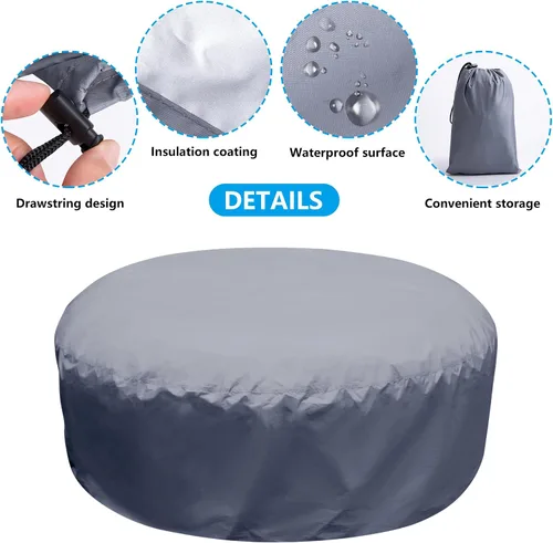 Vista 3 de Adnee Protector redondo de tapa completa para bañera de hidromasaje de 75 x 27.5 pulgadas, cobertura completa, reemplazo de fundas de bañera
