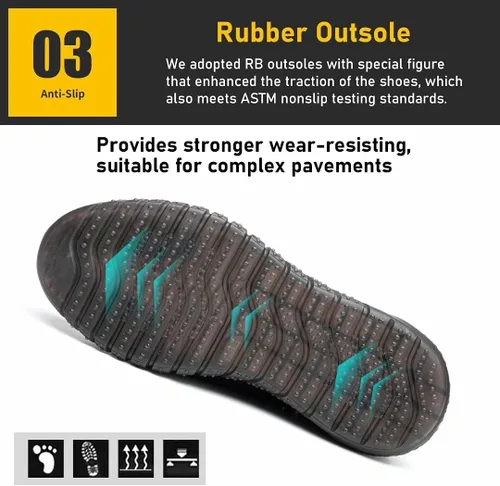 Vista 4 de Furuian Steel Toe Shoes for Men Comfortable Safety Shoes Non Slip Steel Toe Sneakers Warehouse Industry Contstruction Mens Work Shoes
