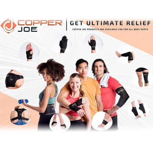 Vista 5 de Manga de compresión de pierna completa – infusión de cobre definitivo, soporte para rodilla, muslo, pantorrilla, artritis, correr y baloncesto.